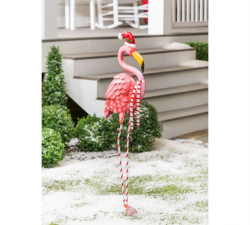 Flamingo Santa Bird Garden Statuary